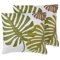 Beliani-ZENOBIA -Sierkussen set van 2-Groen-45 x 45 cm-Katoen