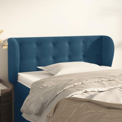 Hoofdbord met randen 103x23x78/88 cm fluweel donkerblauw