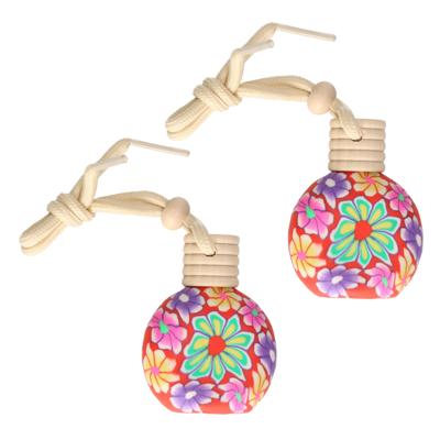 Auto parfum/luchtverfrisser - 2x - dennengeur - in sierlijk flesje - 15 ml