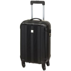 Cabine handbagage reis trolley koffer - met zwenkwielen - 55 x 35 x 20 cm - zwart
