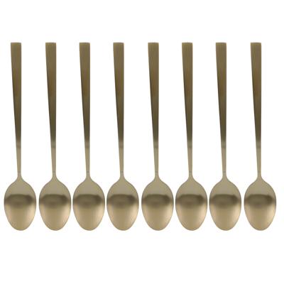 Dessertlepels - Lange Koffielepels - 8x - goud - RVS - 18 cm - latte macchiato / sorbet lepels