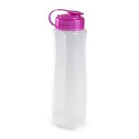 Kunststof waterfles 1000 ml transparant met dop roze