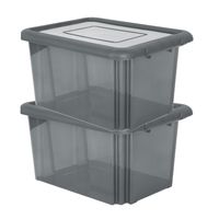 3x stuks kunststof opbergboxen/opbergdozen grijs 55 liter