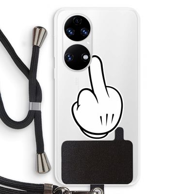 Middle finger white: Huawei P50 Transparant Hoesje met koord