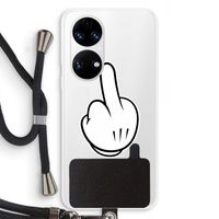 Middle finger white: Huawei P50 Transparant Hoesje met koord