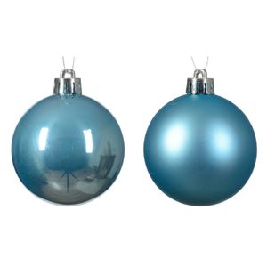 Decoris kerstballen - 12x - kunststof - ijs blauw - 6 cm