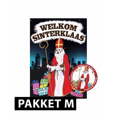 Sinterklaas versiering - Deurposter A1 formaat - met 75x stuks onderzetters in thema Sinterklaas