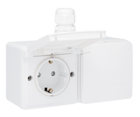 Niko Hydro stopcontact 2 voudig met randaarde horizontaal waterdicht wit