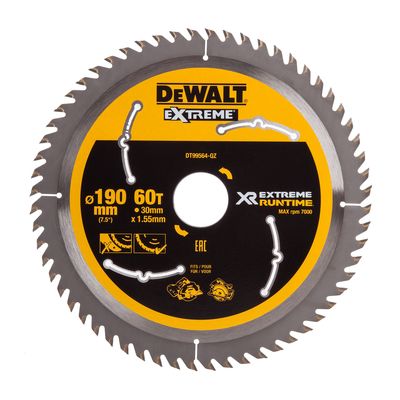 DeWalt Accessoires DT99564-QZ XR Cirkelzaagblad 190x30mm 60T CSB - DT99564-QZ