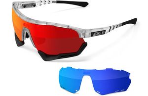 Scicon - Fietsbril - Aerotech XXL - Frozen Matte - Multimirror Lens Rood + extra Multicolor Lens Blauw