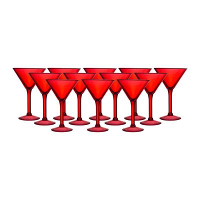 Home Deco Factory Cocktailglas - 12x - rood - kunststof - 24 cl - martini glas Home Deco Factory Cocktailglas - 12x - rood - kunststof - 24 cl - martini glas