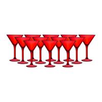 Home Deco Factory Cocktailglas - 12x - rood - kunststof - 24 cl - martini glas
