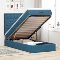 Ottoman bed met matrassen en LED's 90x200cm fluweel donkerblauw