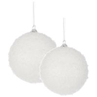 48x stuks kerstversiering witte sneeuw effect kerstballen 4 en 6 cm - thumbnail