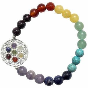 Edelsteen Armband Chakra met Flower of Life Elastisch