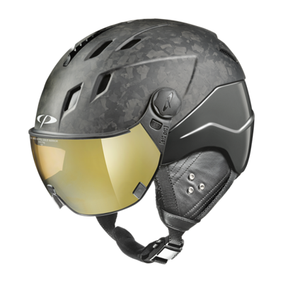 CP Corao+ Carbon Limited Edition! Skihelm met Vizier mate/stealth soft touch | Extra veilig! | Meekleurend & Polariserend vizier