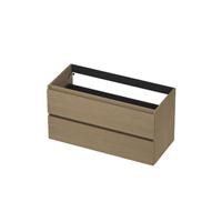 INK - Onderkast 2 Laden Greeploos met Houten Keerlijst - 1000x450x520 Mm - Olijf Eiken