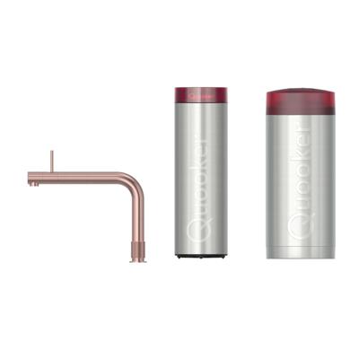 Quooker Front Keukenkraan Set - Kokend Warm- en Koud Water - Rosé Koper - met COMBI Reservoir & CUBE - Direct Gekoeld Bruisend Water
