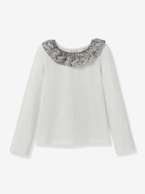 T-shirt met kraag in Liberty stof van biologisch katoen CYRILLUS ecru