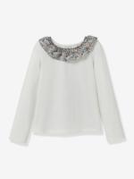 T-shirt met kraag in Liberty stof van biologisch katoen CYRILLUS ecru