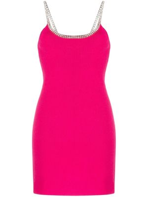 Rabanne robe courte à ornements strassés - Rose
