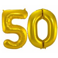 Folat Folie ballonnen - 50 jaar cijfer - goud - 86 cm - leeftijd feestartikelen - versiering