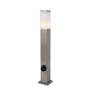 QAZQA Buitenlamp staal 80 cm met stopcontact IP44 - Malios