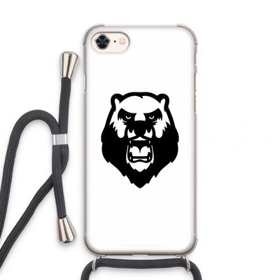 Angry Bear (white): iPhone 8 Transparant Hoesje met koord