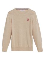 Brunello Cucinelli Kids pull en cachemire à logo brodé - Tons neutres