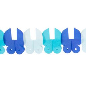 Slinger - papier - 6 meter - blauw - baby geboorte jongen - wiegjes - feestversiering