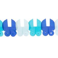 Slinger - papier - 6 meter - blauw - baby geboorte jongen - wiegjes - feestversiering