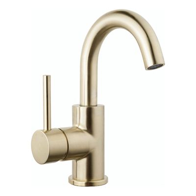 Wiesbaden Caral wastafelkraan draaibare uitloop 16 cm opbouw rond Geborsteld messing PVD