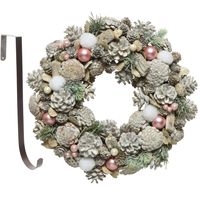 Kerstkrans gedecoreerd 34 cm kunststof incl. ijzeren deurhanger