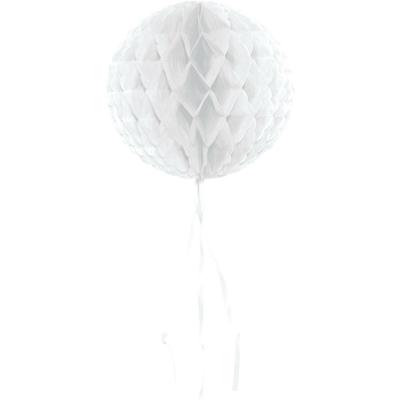 Decoratie bol - wit - 30 cm - crepe papier - versiering - feestversiering