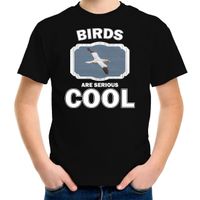 Dieren jan van gent vogel t-shirt zwart kinderen - birds are cool shirt jongens en meisjes - thumbnail