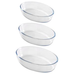 Chef Traiteur Ovenschalen 3-delige set - ovaal - borosilicaat glas - 1.6/2.4/3 Liter