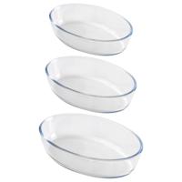 Chef Traiteur Ovenschalen 3-delige set - ovaal - borosilicaat glas - 1.6/2.4/3 Liter - thumbnail