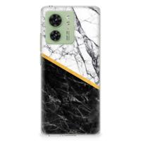 Motorola Edge 40 | TPU | Siliconen hoesje | Marmer Wit Zwart - Origineel Cadeau Man