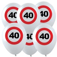 12x Leeftijd verjaardag ballonnen met 40 jaar stopbord opdruk 28 cm