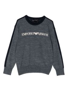 Emporio Armani Kids pull en maille à logo brodé - Bleu