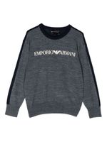 Emporio Armani Kids pull en maille à logo brodé - Bleu - thumbnail