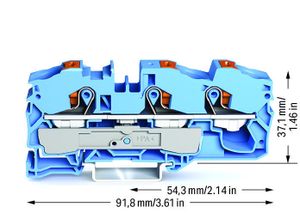 WAGO 2216-1304 Doorgangsklem 12 mm Push-In-klem Blauw 20 stuk(s)