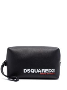 DSQUARED2 tousse de toilette en cuir à logo imprimé - Noir