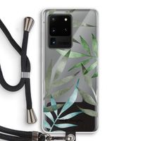 Tropical watercolor leaves: Samsung Galaxy S20 Ultra Transparant Hoesje met koord
