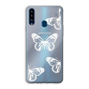 White butterfly: Samsung Galaxy A20s Transparant Hoesje