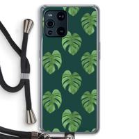 Monstera leaves: Oppo Find X3 Transparant Hoesje met koord - thumbnail