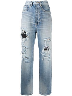 Balenciaga jean à effet usé - Bleu