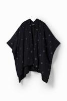 Gewatteerde poncho met riem - BLACK - U