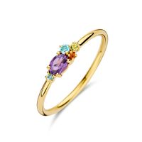 Ring Fantasie geelgoud-edelstenen goud-en meerkleurig 3,5 mm