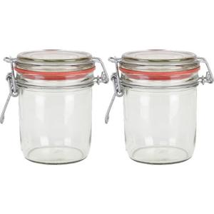 2x weckpot/inmaakpot - glas - 300 ml - met beugelsluiting - transparant